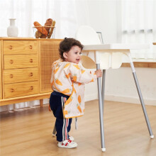 Infant Feeding Table Cover for Chair Toddler Bib Mess Proof Long Sleeve Smock Attaches to Feeding Eating Table Mat A