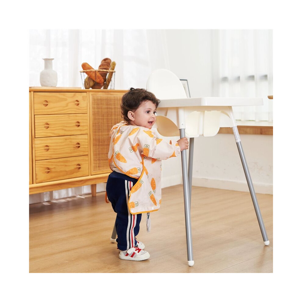 Infant Feeding Table Cover for Chair Toddler Bib Mess Proof Long Sleeve Smock Attaches to Feeding Eating Table Mat A
