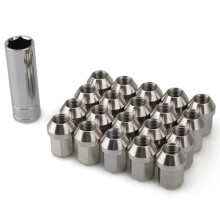 304 Roestvrijstalen Wielmoeren, 20 Stuks, M12x1.5 Zeskant, 19 mm Lengte, 35 mm Universele Wielmoeren