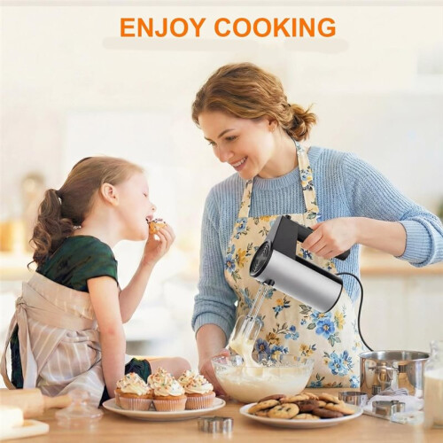Electric Hand Mixer,600W Kitchen Handheld Mixer, Turbo Boost/Self-Control Speed + 5 Speed,Kitchen Mixer Eu Plug 1
