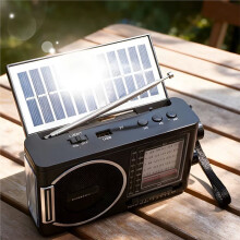 9008BTS Classic Solar Radio, AM/FM Speaker, USB/TF Card Interface, Suitable for Outdoor Activities