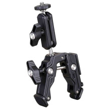 Metalowy Superzacisk z Głowicą Kulową 360, Zacisk Magic Arm z Otworem 1/4" 3/8" do Monitora Aparatu DSLR, Mikrofonu i Oświetlenia LED
