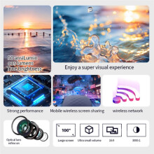 Kleine LED-Videoprojector met , Draadloze Compatibiliteit, TYPE-C-Aansluiting en een Helderheid van 8000 Lumen voor Laptops, Pc'S en