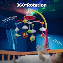 Baby Mobile for Crib, Crib with Projector and Melodies Music,Crib Toys with Remote Control and Hanging Rattles Rotating