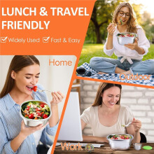 50oz Stainless Steel Salad Bowl with Leakproof Lid & Dressing Cup - Ideal for Meal Prep & Lunch