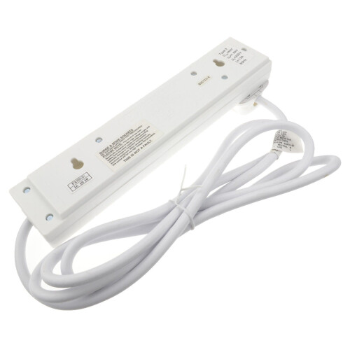 kenable Surge Protected 4 Gang Way Mains Extension Socket UK 13A White  2m 2