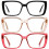 Women's Retro Oversized Square Reading Glasses 1.25x Blue Light Blocking 3 Colors 2