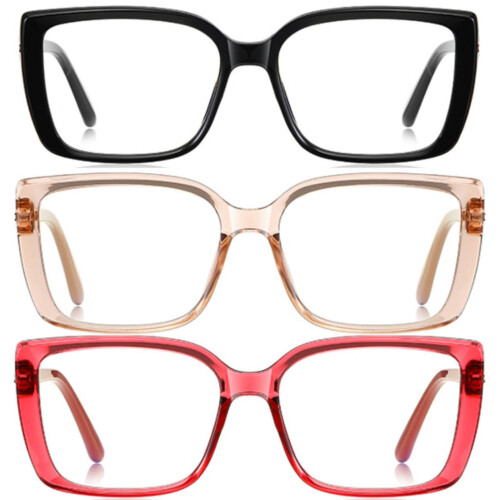 Women's Retro Oversized Square Reading Glasses 1.25x Blue Light Blocking 3 Colors 1