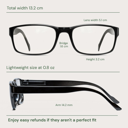Reading Glasses 2.75x Blue Light Blocking UV Protection Rectangle Frame Readers 2 Pack 1