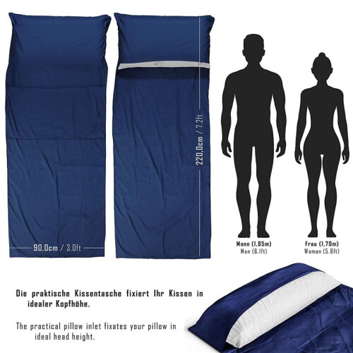4X Saco de Dormir de Microfibra Forro de Viagem Saco de Cama Leve Forro de Saco de Dormir para Adultos,36X87 Polegadas