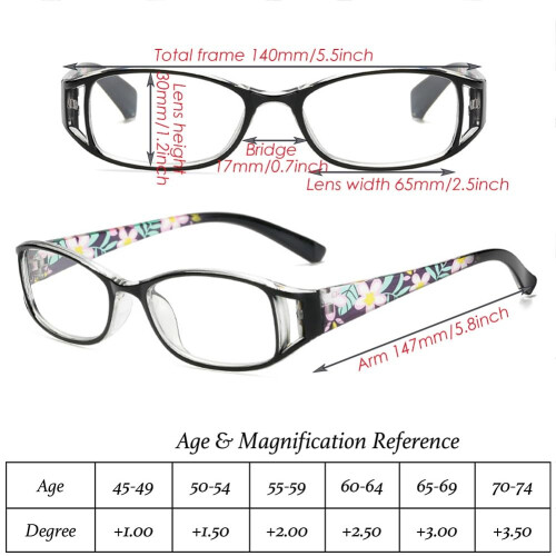 Women's Blue Light Blocking Reading Glasses 1.0x with Stylish Red Patterned Frame 2
