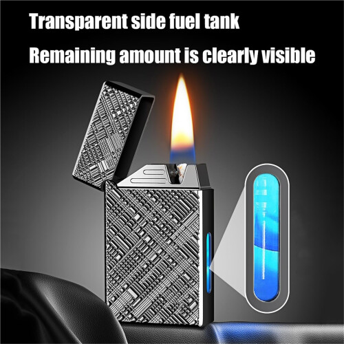 VoiceActivated Kerosene Lighter with Retro Flip Design, Soft Flame Refillable Gift Black 2