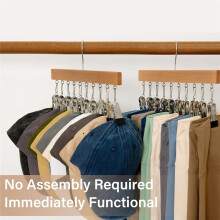 Wood Hanger for Pants, Wooden Pants Hangers with 12 Nonslip Clips, Set of 2 Legging Organizer for Closet, Hangers Hold