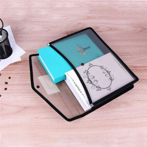 6Pcs A4 Capacity Plastic Bag Stationery Storage Pouch File Organizer Document Bag File Folders Envelope Folder 2