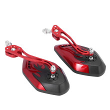 2PCS/Set Universal Motorcycle Rearview Mirrors Motorbike 360 Degree Rotation Motorcycle Motorbike Scooter Side Mirrors 8 / 10Mm Black + red