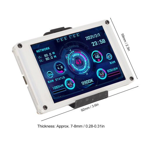 3.5in Dual USB PC Temp Monitor IPS Display for Windows/Linux White 1