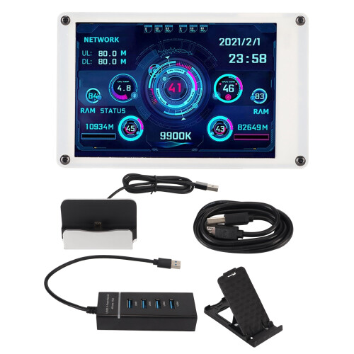 3.5in Dual USB PC Temp Monitor IPS Display for Windows/Linux White 2
