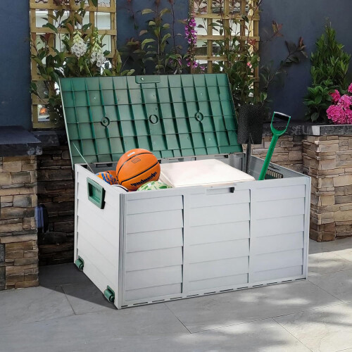 Lockable Garden Storage Box with Wheels 2