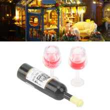 Red Wine Model Doll House 1:12 Mini Plastic Decor Toy for Desktop