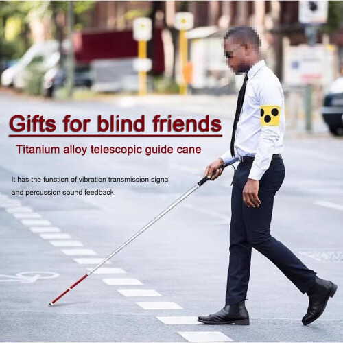 Blind Cane Folding Walking Stick Lightweight Titanium Alloy Telescopic 9Section 138cm for Elderly 1