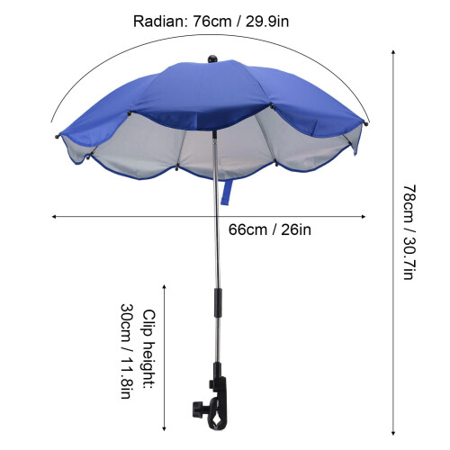 14in UV-Protected Stroller Parasol - Sapphire Blue, Adjustable 1