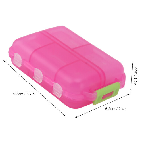 Waterproof Plastic Medicine Box with 10 Compartments, Rose Red 1