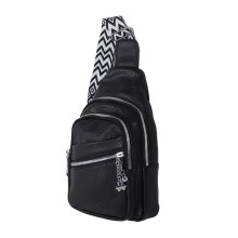 Sling Bag PU Leather Black, Adjustable Strap