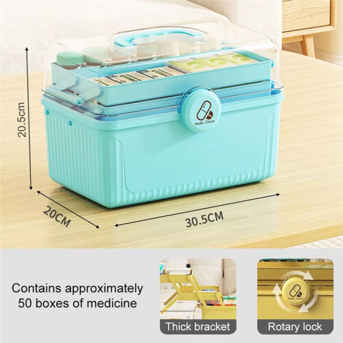 Portable Multi-Layer Medicine Organizer Box Large Capacity Kit Storage with Classification Compartments A 2