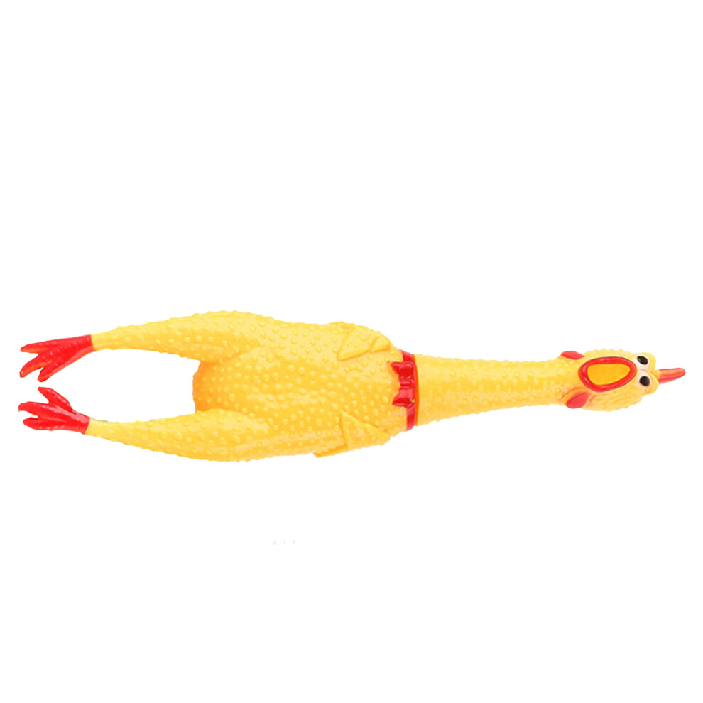 Yellow Stress Relief Squeaky Chicken Toy For Dogs