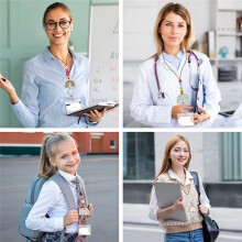 Teacher Lanyards for ID Badges and Keys Cute Beaded Lanyards with Keychain Silicone Beaded Keychain for Women Girls