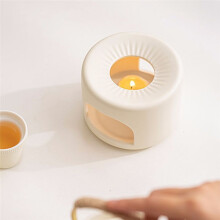 Cream Yellow Teapot Tea Brewer Set Stove Candle Heating Ceramic Warm Tea Warm Roasted Tea Stove