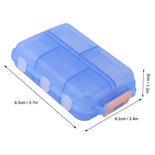 Plastic Waterproof Medicine Container 10 Slots Lockable Weekly Pill Case Blue 1