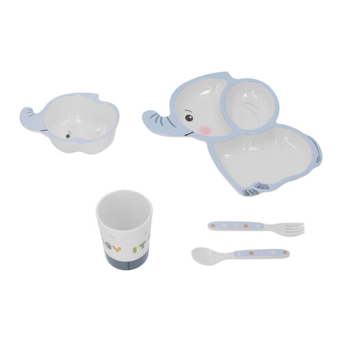 Kids Melamine Elephant Shape Plate Set with Fork Spoon Cup Bowl – Machine Washable 1