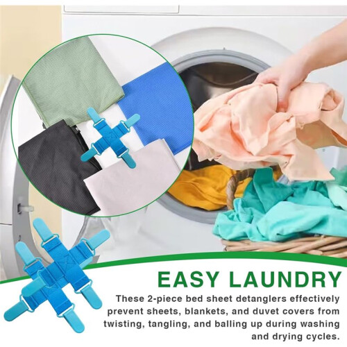 2 Pack Bed Sheet Detangler Reduces Laundry Tangles Keep Bed Sheets/Duvet Covers/Blankets From Tangling, Twisting 1