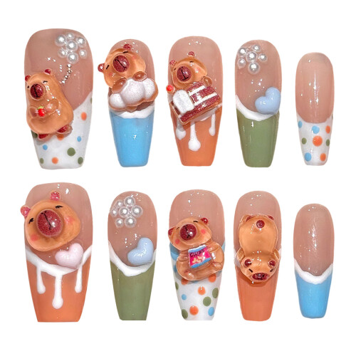 (S) Faux Ongles Manucure Française Rose 2