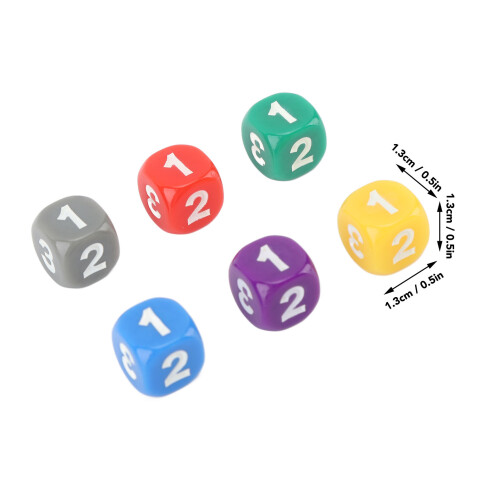 12pcs Colorful Plastic Dice - 1.3cm Rounded Corners for Math & Games 1