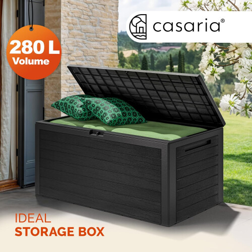280L Waterproof Garden Storage Box Black Rattan