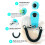 Sky Blue Dog Clicker with Black Wrist Strap and Ring Universal Training Tool 6
