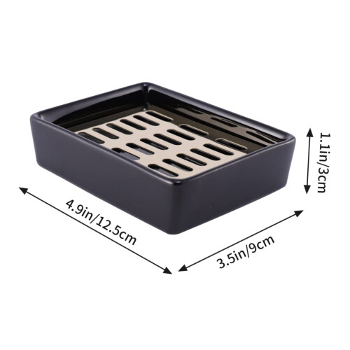 Ceramic Double Soap Holder with Drain for Bathroom and Kitchen, Dual Compartment Keeps Soap Dry 1