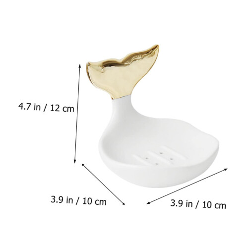 White Ceramic Soap Dish Bathroom Holder with Drainage Keeps Counters Tidy Minimalist Design 1