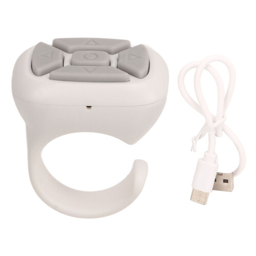 Bluetooth Remote Ring for TikTok & Camera, Rechargeable, 10m, White 1