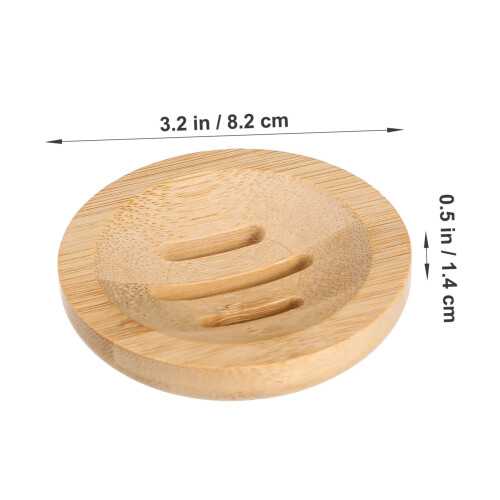 2pcs Round Bamboo Soap Dish Holder SelfDraining Keeps Soap Dry for Bathroom and Kitchen 1