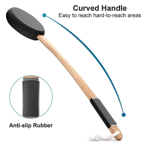 Back Lotion Applicator with Long Handle and 1 Replaceable Pads, Ideal for Young People and the Elderly-Black. 1
