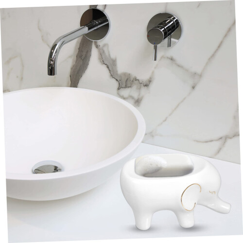Ceramic Soap Dish with Drainage Channels, White Soap Holder for Bathroom and Kitchen Sink 2