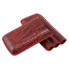 Travel Leather Cigar Case for 3 Cigars, Soft Touch, Portable