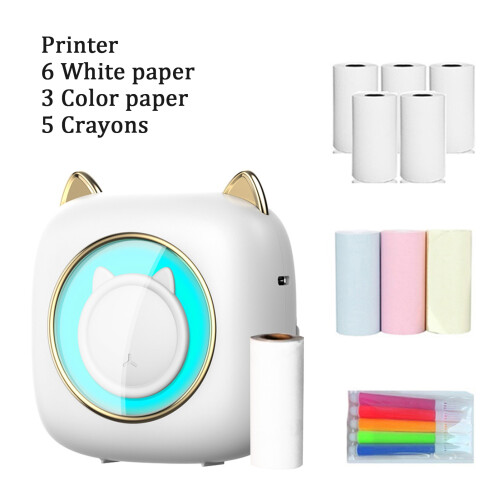 Mini Pocket Thermal Printer 9.5x8.5x5cm 203DPI Wireless BT with 6 Rolls 2
