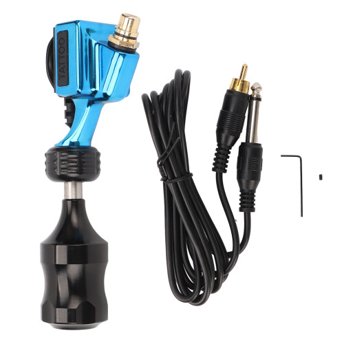 Rotary Tattoo Machine 5mm Stroke, Adjustable 5–10V, Blue, RCA 2