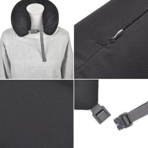 Cuscino da viaggio portatile a forma di U, 15,5x61cm, nero 2