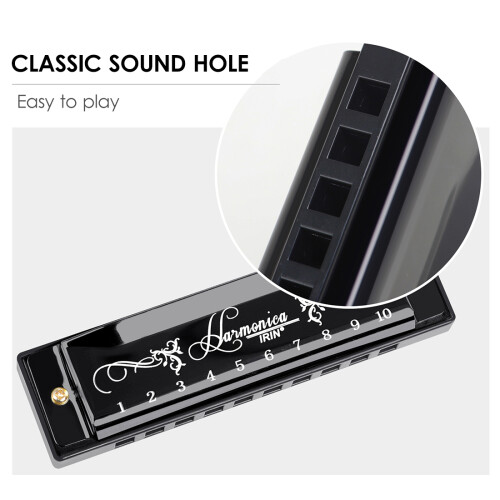 IRIN 10-Hole C Key Harmonica 20 Tones Portable Mini with Case 2