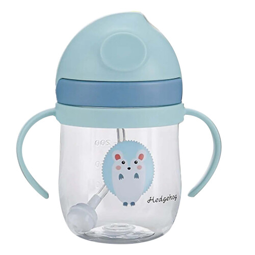 Leakproof 250ml Baby Straw Cup, 16cm, Blue, Odorless, Safe 1